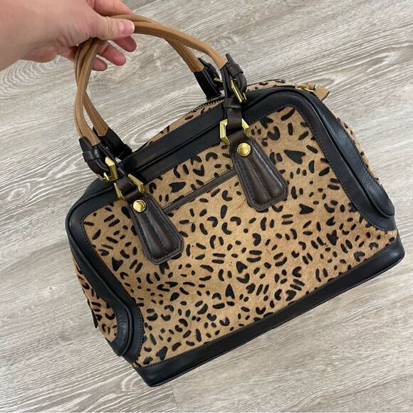 orYANY Leopard Cow Calf Hair Leather Studded Satchel Crossbody Handbag Purse Cow - Picture 5 of 16